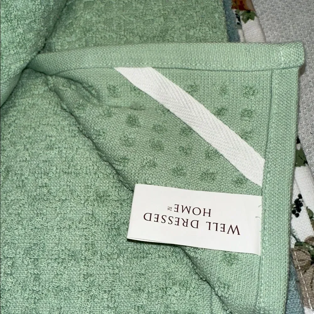 WDH White Blue Green Cotton Fall Harvest Pumpkin Kitchen Towels